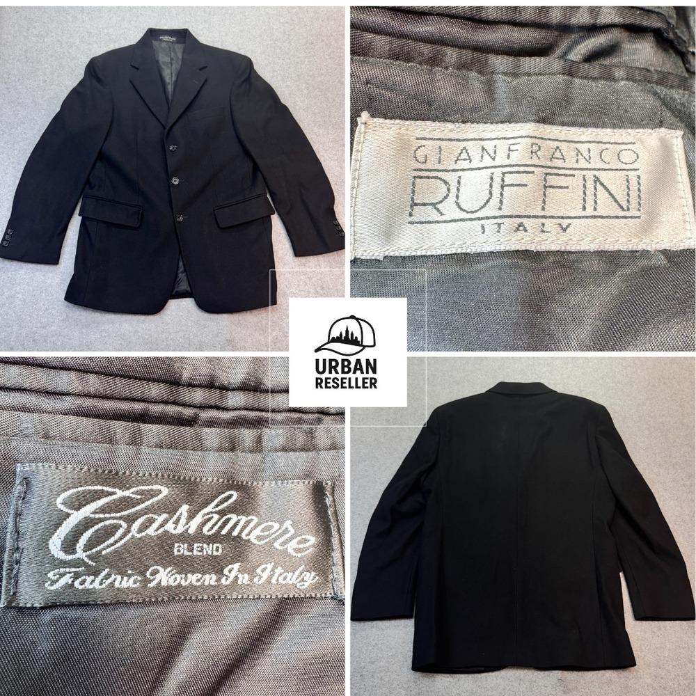 Gianfranco Ruffini Men's Blazer 38R Black Wool Cashmere Blend Italy Classic Fit